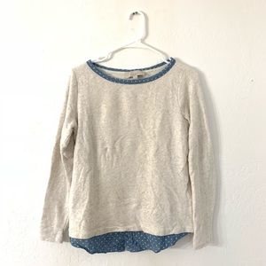 LOFT Layered Chambray Ivory Sweatshirt